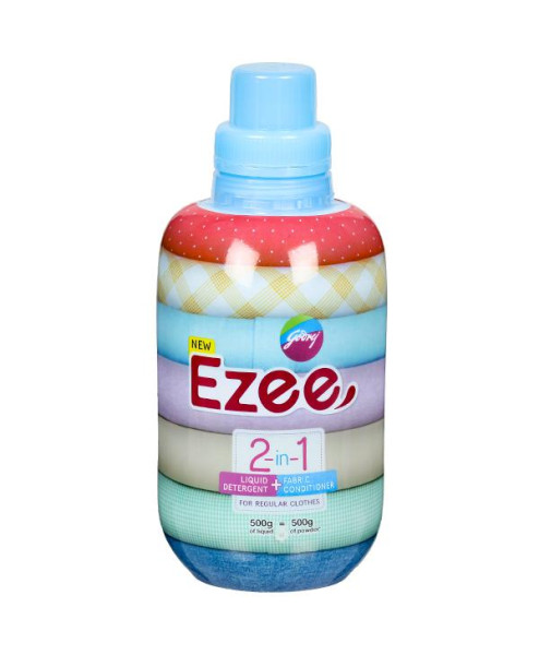 Godrej Ezee 2-in-1 Liquid Detergent + Fabric Conditioner - For Regular Clothes, 500 gm